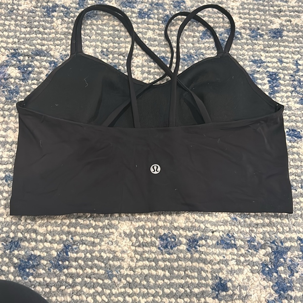 Black Lululemon double strap small-medium bra in solid black